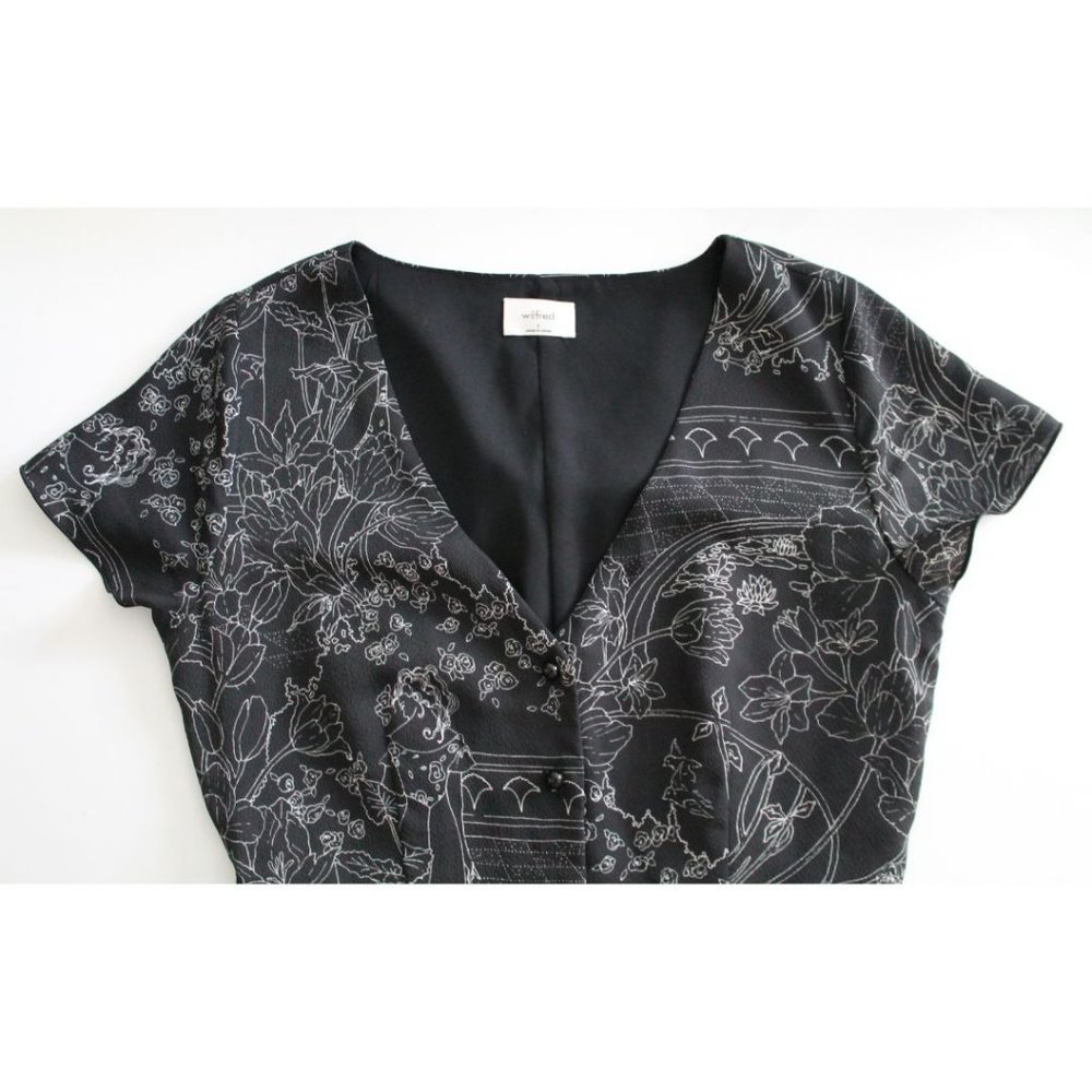 Wilfred Nazaire Fit and Flare Mini Dress Size 2 Black White Aritzia - Picture 4 of 7